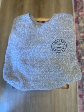 Brixton Gray Crewneck Sweatshirt with Chest Logo
